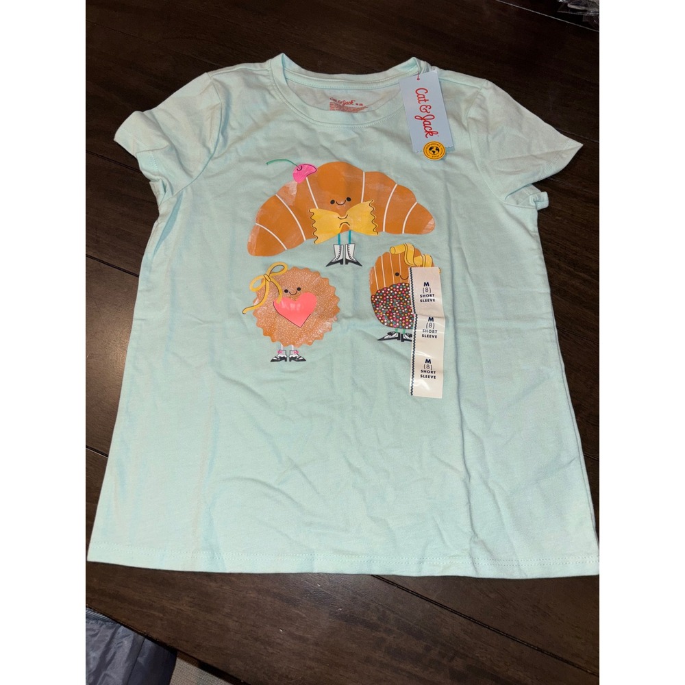 Cat & Jack Girls Mint Green Pastry Graphic Tee Shirt Size M 8 NWT